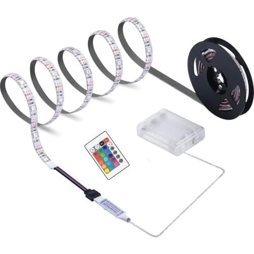 AA Battery LED Strip Light 5V 5050 Nowaterproof RGB Flexible Decoration TV Background Stripe Backlight Accent Light IR remote
