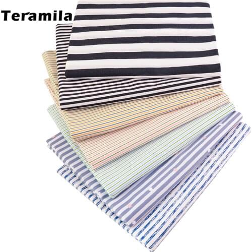 2017 Teramila Cotton Fabric News Printed Stripe Pattern Tissue Twill Fat Quarter Material Bed Sheet Patchwork