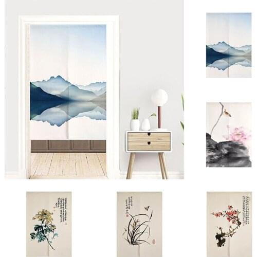 Chinese Cotton Linen Fabric Door Curtain Bedroom Kitchen Partition Curtain Living Room Half Panel Curtain Home Decoration