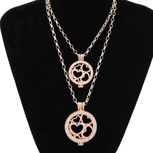 Vinnie Design Jewelry Multi Hearts Coin Disc Pendant Necklace with 2pcs Coin Holder,2pcs 80cm and 45cm Link Chain
