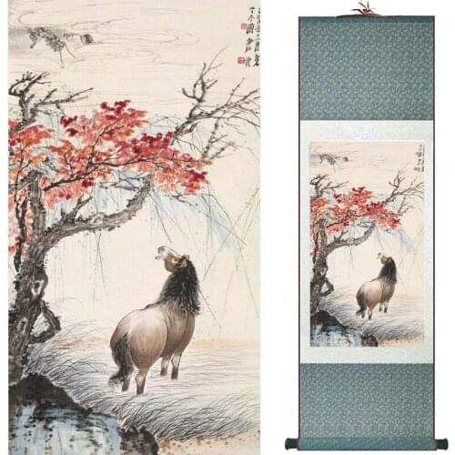 Top quality Chinese Horse silk painting Horse art painting Silk scroll art painting eight horse painting20190905034