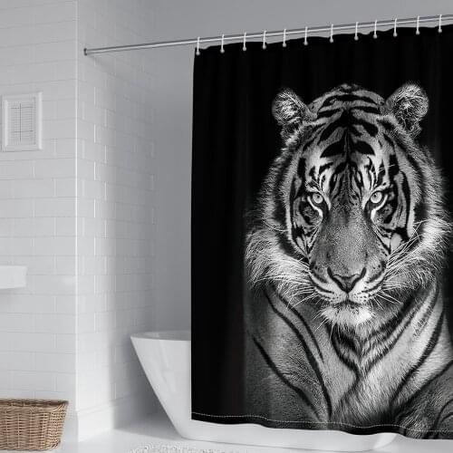 3D Print African Leopard Lion Tiger Shower Curtain Wild Animal Bathroom Bathtub Home Decoration Gift Waterproof Curtains