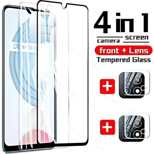 Realmi C21y Glass 4 In 1 Tempered Glasses for Oppo Realme C21 C 21 21c 6.5" Screen Protectors C25 C20 C17 C15 C12 C11 C3 GT NEO