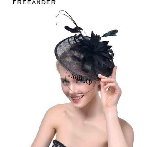 Freeander Women Formal Fedora Summer British Style Rose Fascinators Sinamay Hats Linen Derby Church Pillbox Ladies Flower Hat