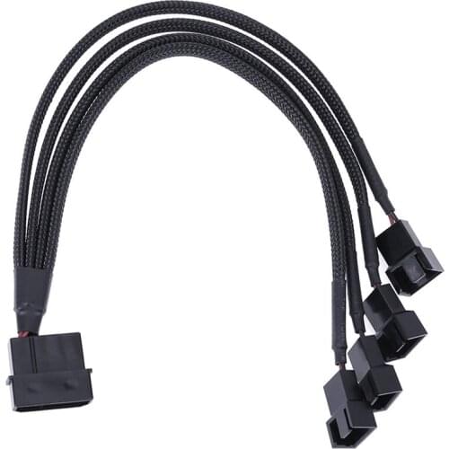 1 To 2 Way Y-Splitter Sleeved 4-Pin Molex Male to 2x 3-Pin/4-Pin PWM Male Connector Fan Extension Adapter Cable Dropshipping Hot