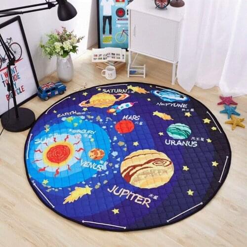 2 In 1 Blue The Solar System Theme Play Mat & Toy Storage Bag Baby Soft Space Play Pad Toys Infant Planet Carpet Rug Kids Toy