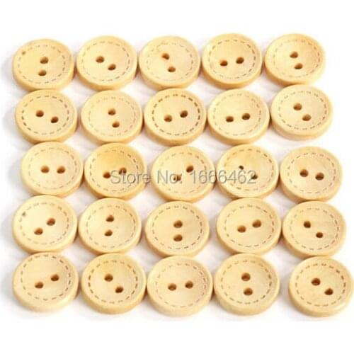 200PCS Wooden Buttons Dotted Round 2 Holes Sewing DIY Clothing Accessories 15mm
