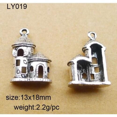 25pcs/lot 13x18mm Antique Silver Plated Alloy Castle Charms Pendant Fit For Jewelry Findings
