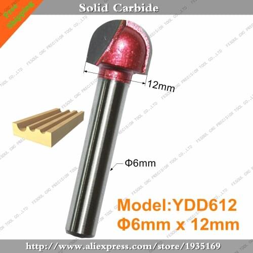 6mm*12mm,10pcs,Free shipping CNC Engraving Woodworking Milling Cutter,Tungsten Solid carbide End Mill,Round Bottom Router Bit