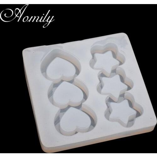 Amoliy Star Love Crystal Mirror Silicone Mold Quicksand Hollow Epoxy Mold DIY Decoration Cake Decorating Tool Baking Accessories