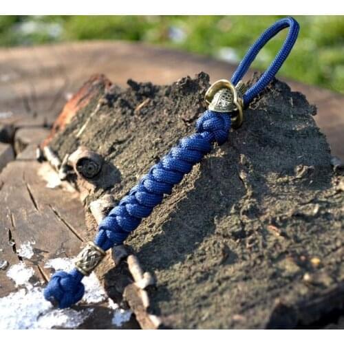 Paracord Keychain/lanyard with Viking Beads, Viking Jewelry, Helmet Keychain, Keychain with Norse Beads