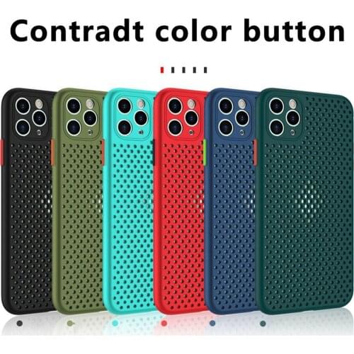 Heat Dissipation Breathable Case For iPhone 11 Pro XS Max Case Soft TPU Color Cover For iPhone SE 2020 XR 8 7 6S Plus Mesh Cases