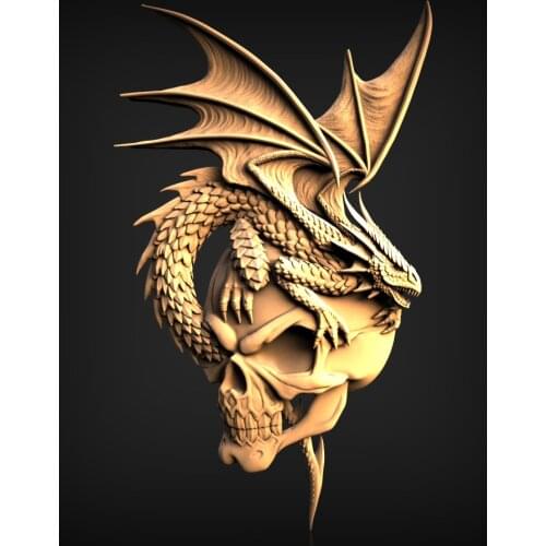 STL Model Pterosaur Skull for CNC Router 3D Printer Artcam Aspire Bas Relief