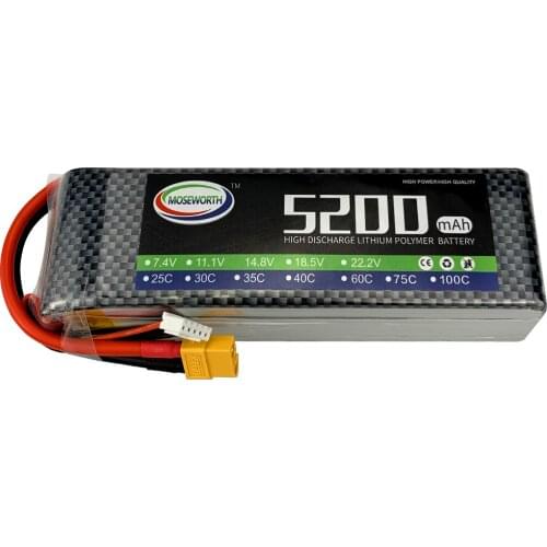 Graphene Batteries 4S 14.8V 5200mAh 100C RC Helicopter LiPo Battery 4S For Airplane Drone Car Aircraft Quadcopter 14.8V