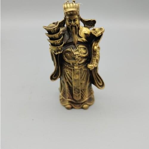 CHINA antique brass fengshui God of wealth small Statue Metal crafts home decorations statue