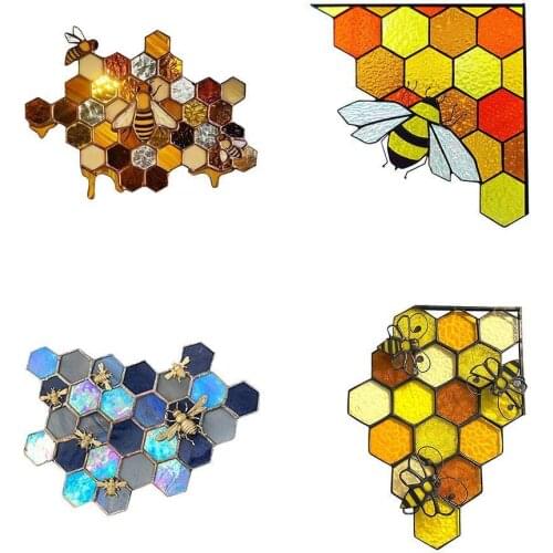 Queen Bee Protect Honey Suncatcher Bee Suncatchers Ornaments Art Hanging Decor For Windows Home Wall Decoration L3O3