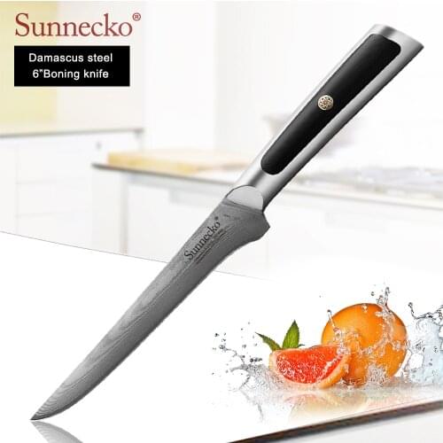 SUNNECKO Premium 6'' Boning Knives Damascus Steel Kitchen Knives Japanese VG10 Core Blade Cutter G10 Handle Sharp Cooking Tool