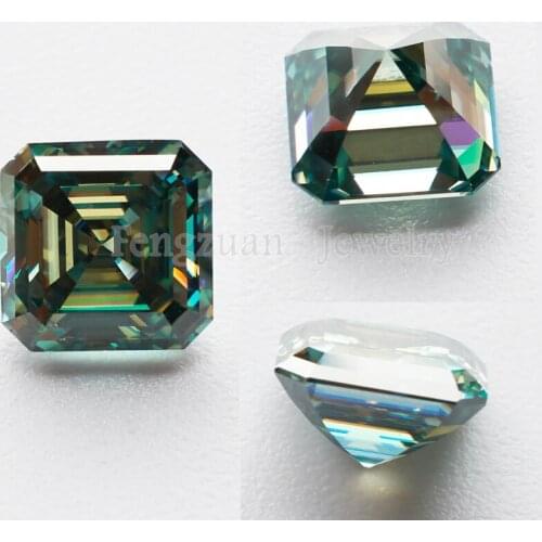 Popular style Round shape loose Moissanites diamond 1ct-6ct blue green color Asscher cut moissanite for Jewelry Design