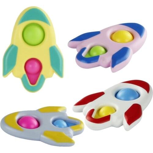 Cartoon Cute Rocket Squeeze Simple Dimple Plastic Soft Ball Decompression Toys Children Hand Fidget Toy Relieve Stress Kid Gift