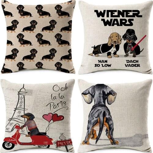 Animal Style Colorful Dog Printed Cushion Cover Home Dachshund Decorative Sofa Car Chair Throw Pillow Case Almofada Cojines