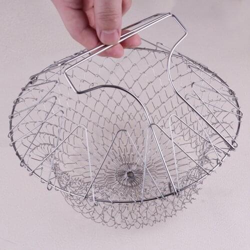 Wonderlife New Foldable Strain Fry Frying Basket Strainer Washable Gadgets Home Kitchen Cooking Tool