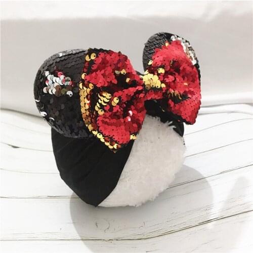 Novelty Flip Sequins Hair Bow Mouse Baby Turban Winter Warm Girl Hair Accessories Headband for kids 2019 New Headwear