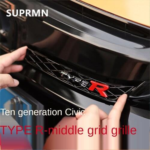 Suitable for 19-21 tenth generation Civic modified typer grille hatchback Civic mid-net trim strip front and rear red labels