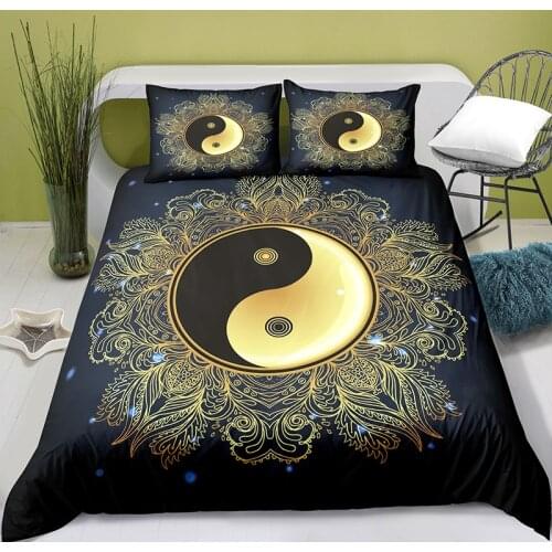3D Printing Yin Yang Tai Chi Style Quilt Cover with Pillowcase Bedroom Decoration Queen Size Bedding Bedroom Set King Size Bed