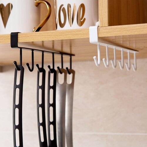 Useful Kitchen Cupboard Storage Rack Cupboard Shelf Hanging Hook Organizer Closet Clothes Glass Mug Shelf Hanger Wardrobe Holder