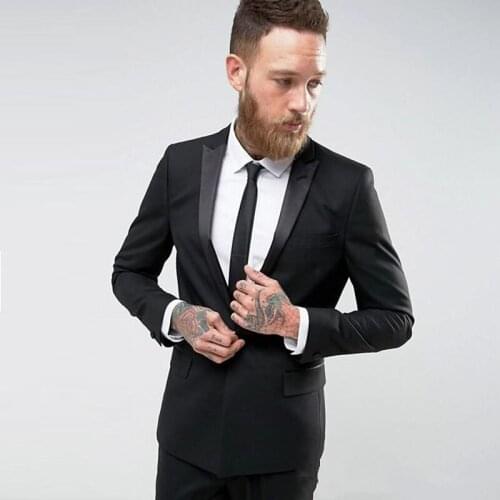 Latest Coat Pant Designs Black Men Suits Business Wear Wedding Groom Tuxedo 2Piece Jacket Pants Bridegroom Man Blazer Costume