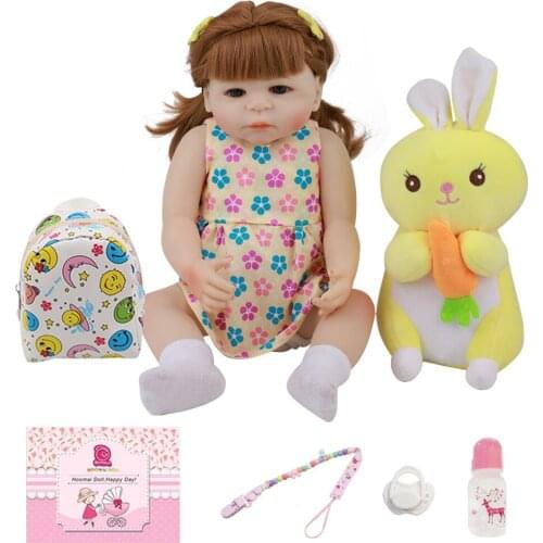 Lifelike Reborn Girl Doll 18 Inch Full Silicone Vinyl Body Fashion Realistic 48CM Newborn Baby For Childrens Day Gifts Present