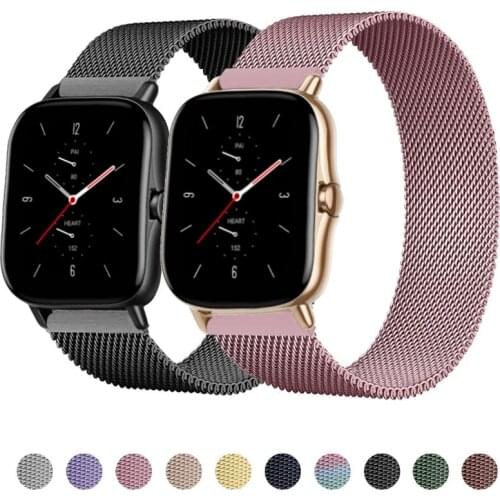 20/22mm Watch Strap For Amazfit GTS/2e/GTS 2 Mini/GTR 42/47mm/Stratos 2/3 Metal Magnetic Loop Bracelet Amazfit Bip U Pro Band