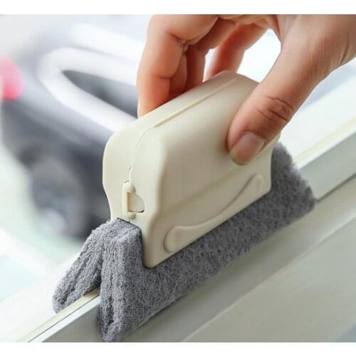 Window Groove Cleaning Brush Hand-held Crevice Cleaner Tools Fixed Brush Head Design Scouring Pad for Door Window Slides and Gap