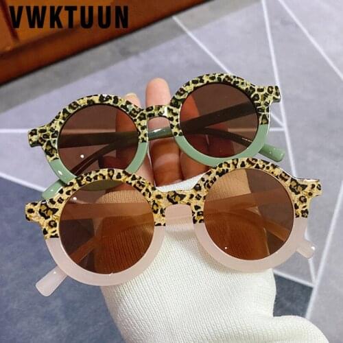VWKTUUN Sunglasses Boys Girls Vintage Round Sun Glasses For Children Leopard Frame Party Glasses Outdoor Child Eyewear UV400