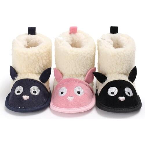 Winter 0-1 years old men and women baby plus velvet cartoon warm snow boots soft bottom baby toddler shoes