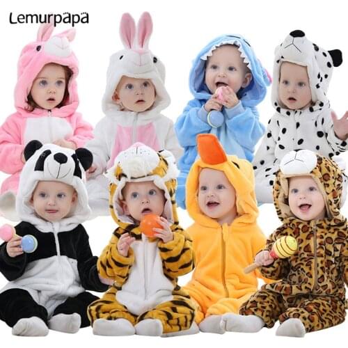 Animal Tigers Leopards Kigurumis Infant Romper Onesie soft Warm Baby Clothing Cute Baby Boys Girls Onesies kids Outfit Costume