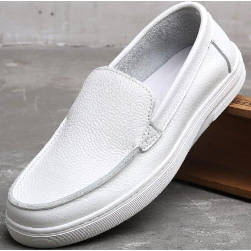 Handmade Genuine Leather Mens Casual Loafers Shoes Slip-on Male Round-Headed Breathable Man Designer Sneakers for Men Flats