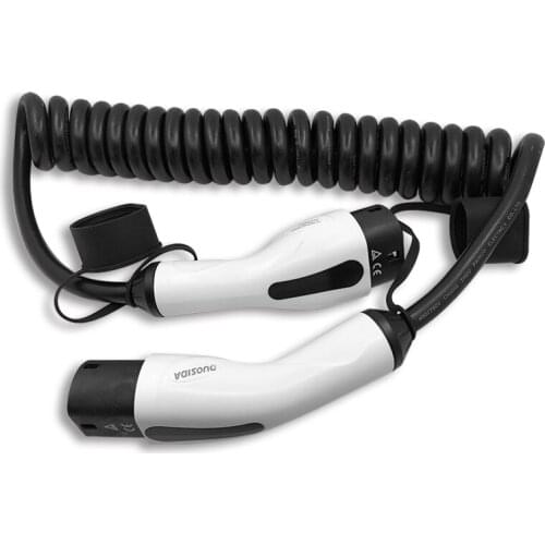 TUV certification 32A single phase type 2 to type 2 ev charging spiral cable