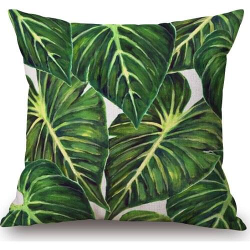 Vintage Cushion Cover Pillow Case Tropical Plants Green Banana leaf For Sofa Seat Simple Home Decor 45*45cm Pillow Cover