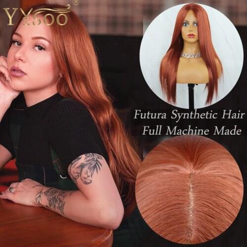 YYsoo Long #350 Color Silky Straight Futura Synthetic Hair Wigs Natural Hairline Full Machine Made Blonde Wig Soft And Smooth