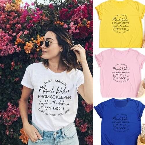 Way Maker Promise Keeper Light In The Darkness My God Christian Print Women Harajuku Aesthetic T Shirt Female Tops Graphic Tees