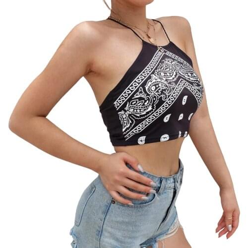 Women Sexy Halter Camis Clothes Lady Girls Cami Crop Tops Cross Backless Skinny Tank Tops Clothes Party Club Wear Hot
