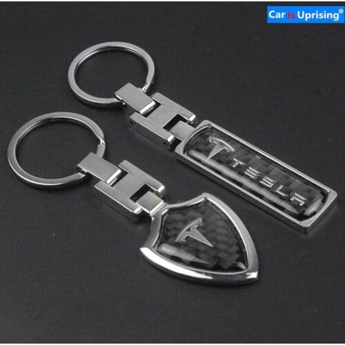 1pcs Car styling Creative carbon fibre Car Keychain Men Women Car Keyring For TESLA Model S Model 3 Model X Accessories