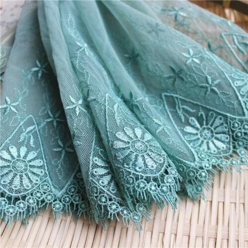 10Yards Floral Embroidered Lace Fabric Mesh Dress Curtain Decoration 22cm Trim Tulle Sewing Lolita Applique White DIY Craft