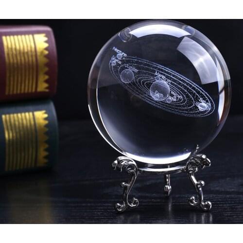 100 mm 3D Solar System Crystal Ball Miniature Laser Engraved Planet Model Sphere Gift for Astrophile Home Decor Ornament
