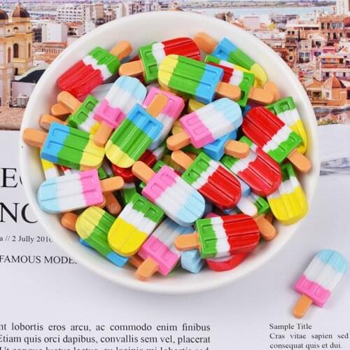 100pcs/lot 12X28mm Cute Resin Colorful Ice Cream Flatback Cabochon For Mobile Case DIY Decorative Embellishment