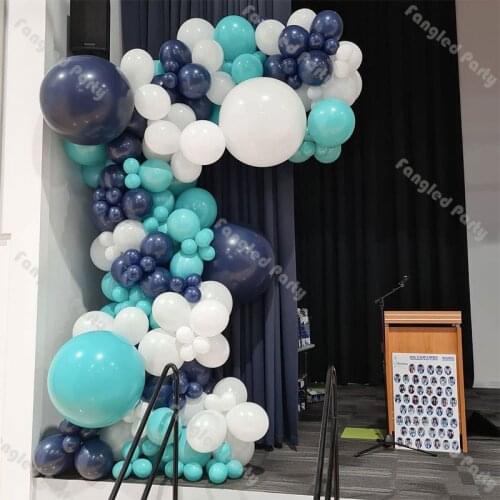 154pcs Baby Shower Balloons Garland Matte Navy Blue White Balloon Arch Kit Birthday Party Decorations Anniversary Wedding Decor