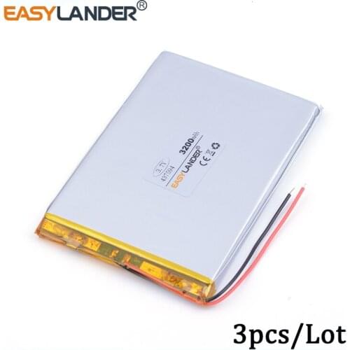 3pcs /Lot 3.7v lithium Li ion polymer rechargeable battery 3200mAh 437594 for Tablet Pc DIY Power mobile Power bank PAD DVD