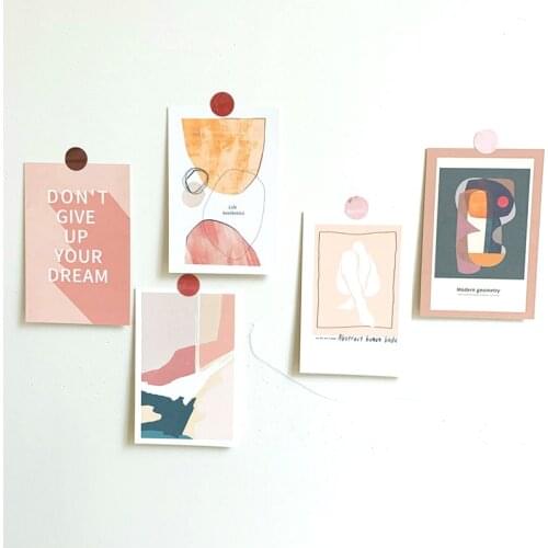 5PC Set Retro Art Abstract Cards Illustration Small Poster Postcard Photo Props DIY Bedroom Wall Creative Decorative Stationery