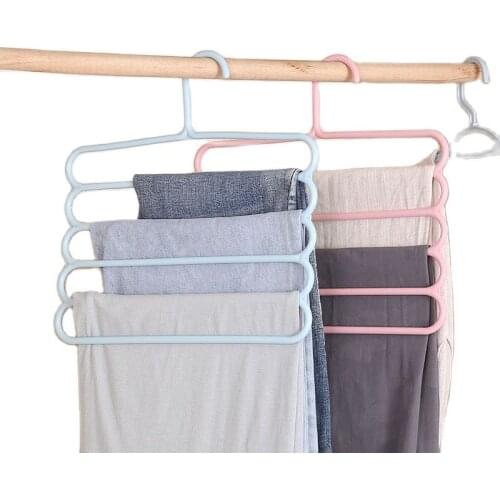 5-Layer Trouser Plastic Hanger Non-Slip Scarf pants Hanger Scarf Tie Hanger Wardrobe Clothing Trouser Storage Hanger For Clothes